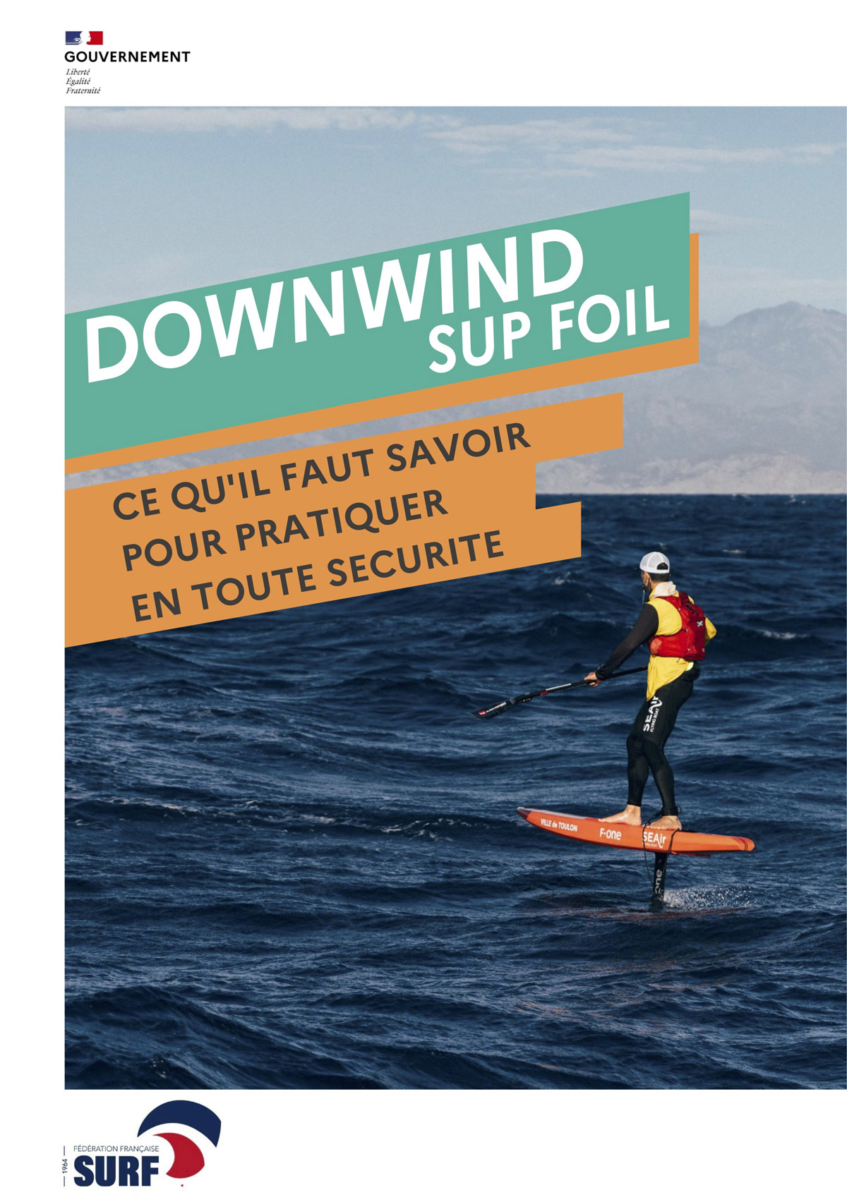 La commission nationale Foil de la Fédération française de surf (FFS) et les équipes de la direction générale des affaires maritimes, de la pêche et de l'aquaculture (DGAMPA) ont publié une plaquette de prévention dédiée à la pratique du Downwind SUP Foil.