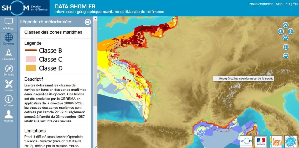 Accès au portail data.shom.fr